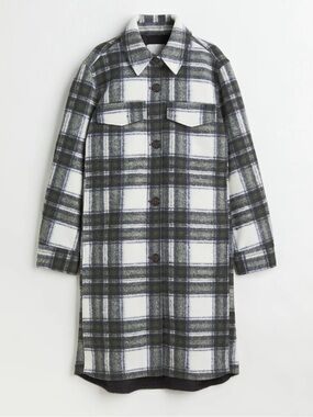 H&M oversized Plaid Long Shacket Jacket